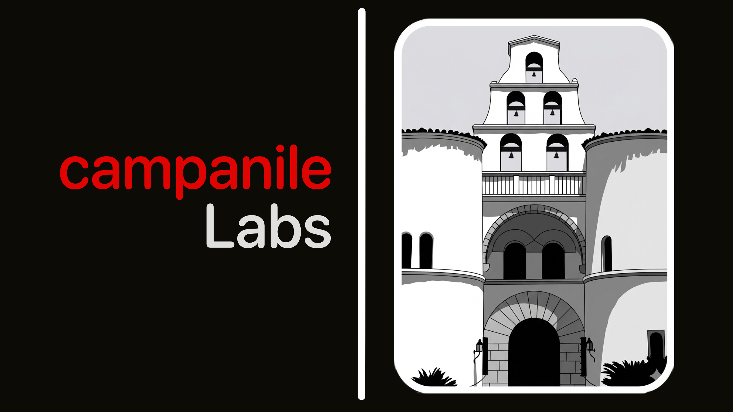 The campanile Labs bell tower with the words "campanile Labs"